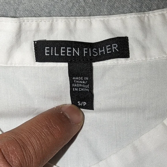 Eileen Fisher Mandarin Long Lawn Shirt Petite Small sp off White Cream Stretch - Picture 8 of 8